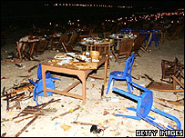 Aftermath of blast at seafront restaurant in Jimbaran